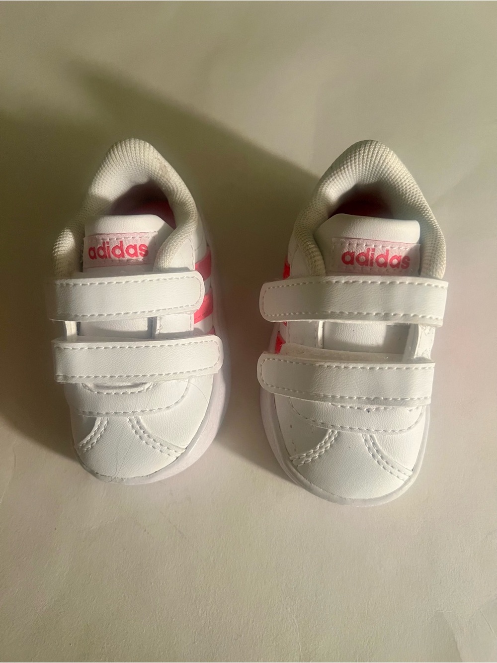 adidas Size 3 White & Pink Sneakers